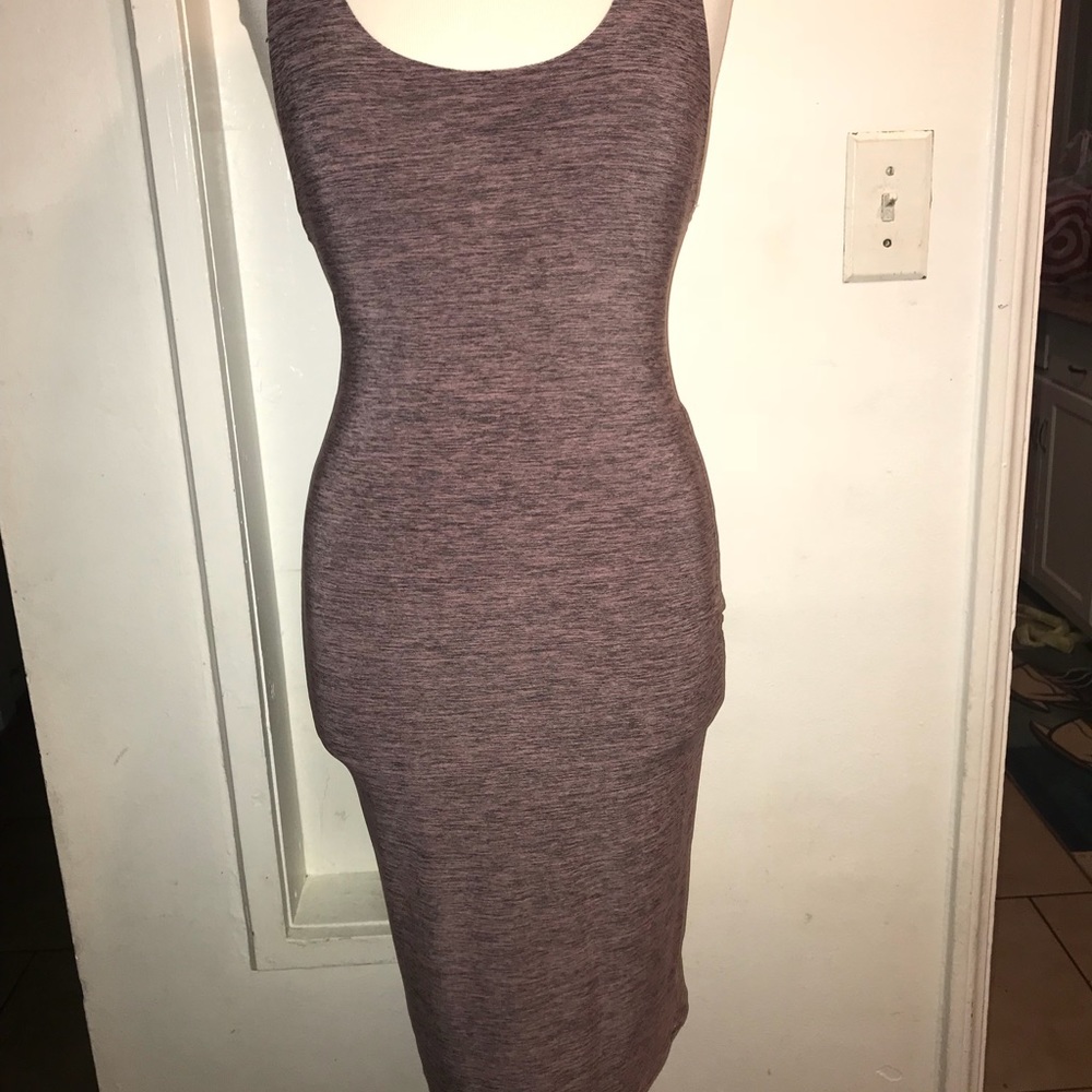 Pinkish and black midi dress
